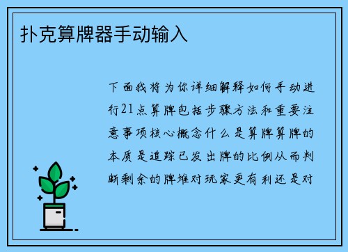 扑克算牌器手动输入